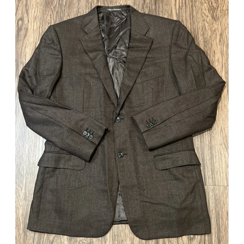 Ermenegildo Zegna Saka Fifth Avenue Blazer Mens Size 54 Long Brown Wool 2 Button